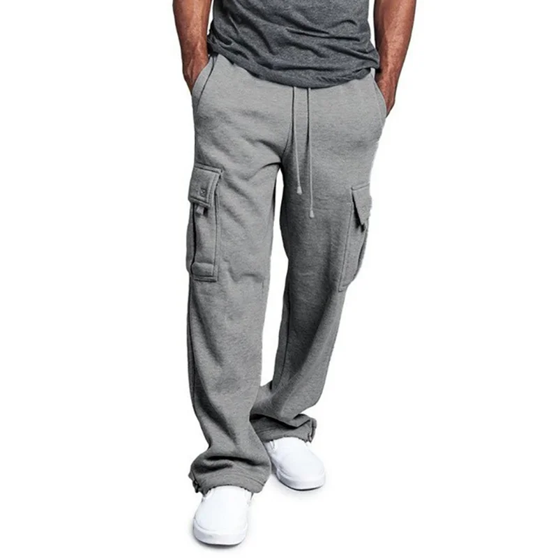 Men's Cargo Pants Loose Drawstring Sweatpants with Pockets Sports Straight Trousers Jogging Long Pants Hip Hop Streetwear - Image 2
