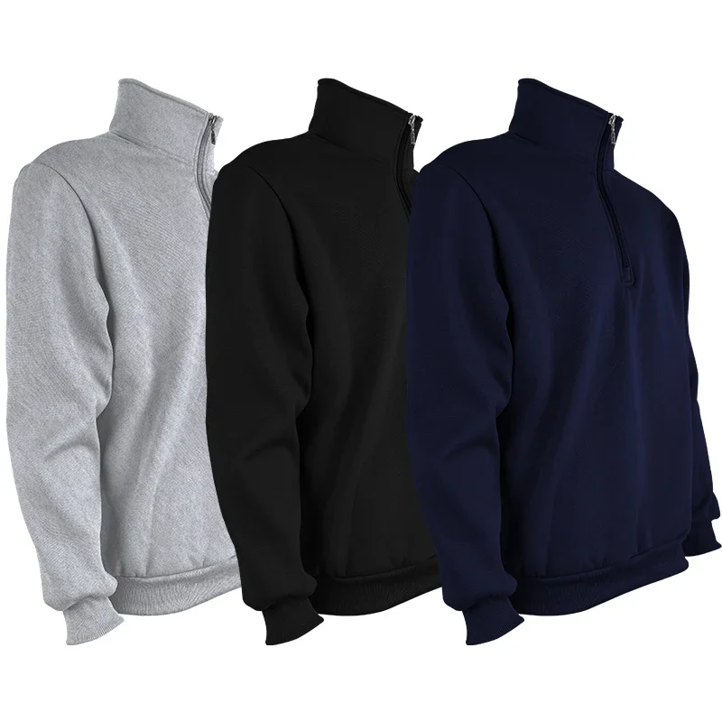 Men's Soft Knit Long Sleeve Pure Mock Neck Quarter - Zip Comfortable Pullover Sweater for Daily Wear