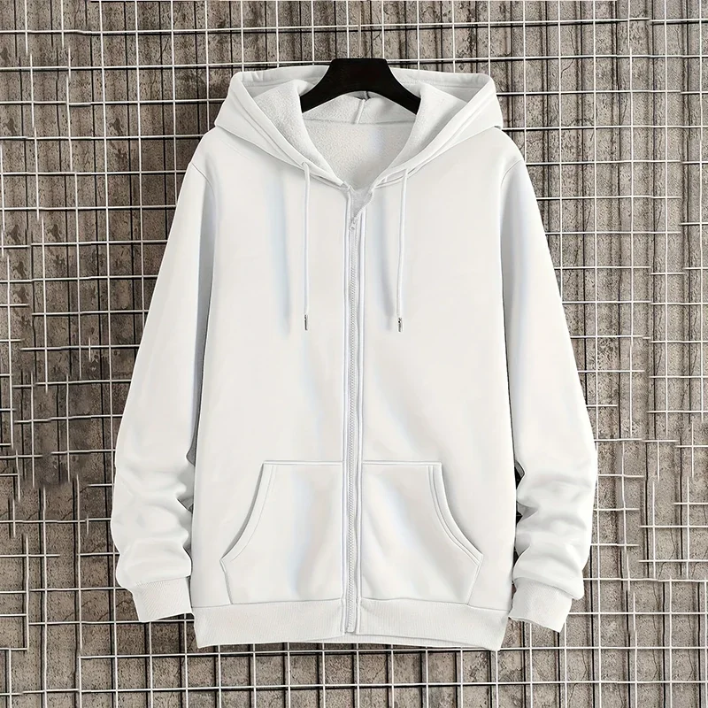 Men's New Autumn Winter Zipper Long Sleeve Hooded Casual Fashion Loose Fit Sportwear Sweatshirt with Anti - Odor for Sports