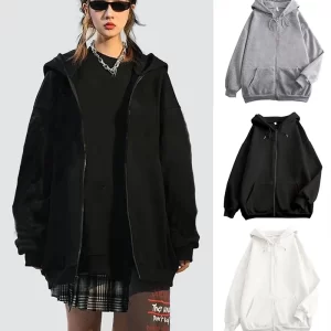 Women's Long Sleeve Zip Closure Breathable Lightweight Sweatshirts Perfect Autumn Hoodie Jackets in Casual Street Style