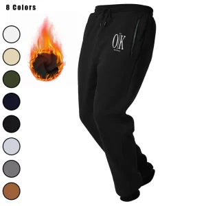 Mens Fleece Active Workout Athletic Jogger Sweatpants with Drawstring and Zipper Pocket for Men