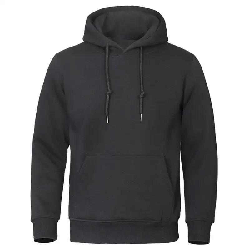 Winter Solid Color Men Hoodies Fleece Warm Mens Sweatshirt Fashion Men Fleece Warm Sweatshirt - Image 3